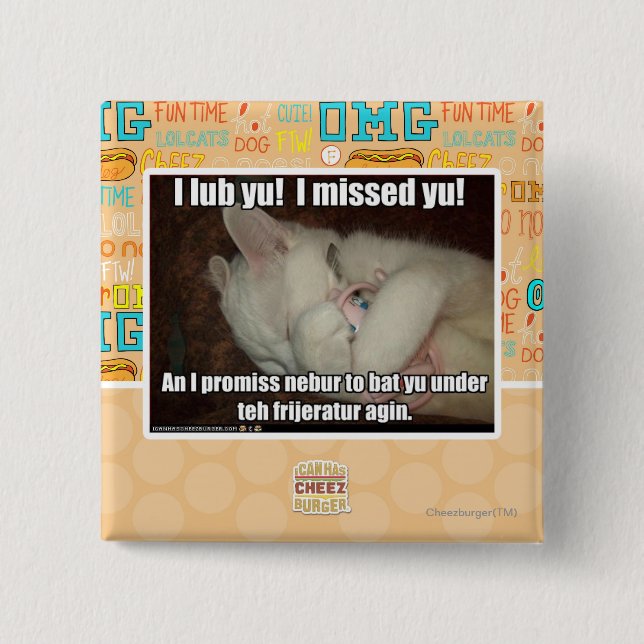 I lub Yu! I missed  yu! Pinback Button (Front)