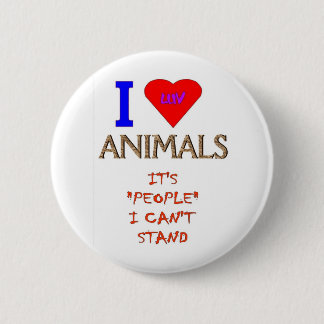 I LUV ANIMALS PINBACK BUTTON