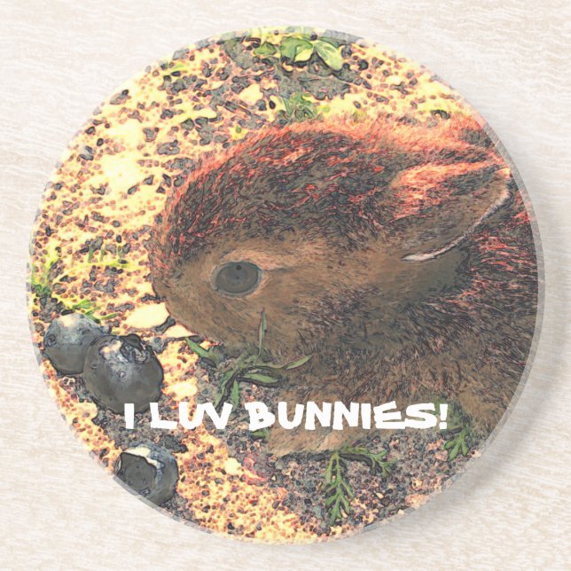 I LUV BUNNIES! Cute Drink Coaster (Front)