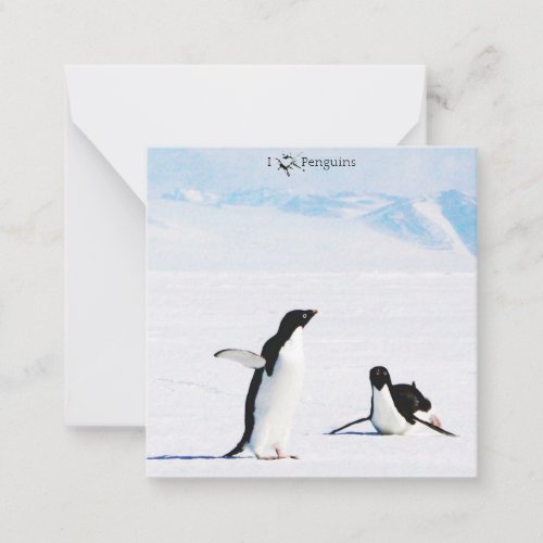 I Luv Heart Penguins Note Card
