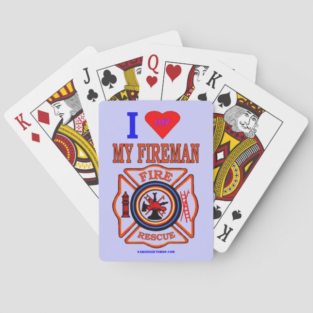 I LUV MY FIREMAN POKER CARDS (Back)