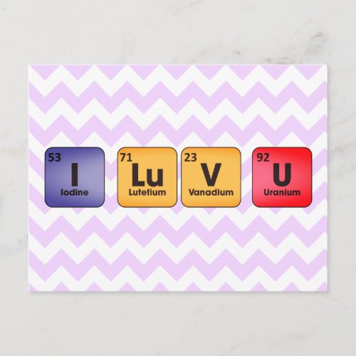 I LuV U _ weve got chemistry Periodic Table Postcard