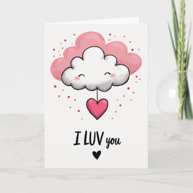 I Luv You Cloud Heart Card (Front)
