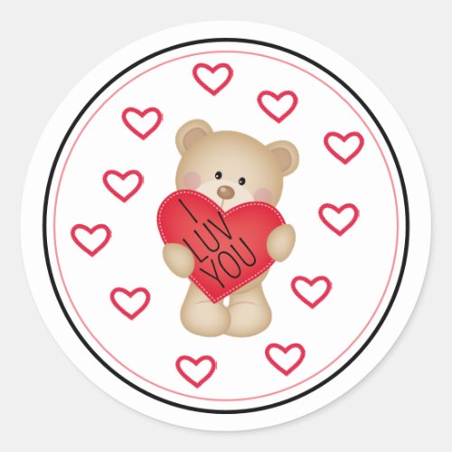 I LUV YOU Teddy Bear Sticker