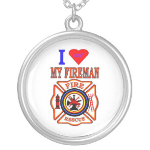 I LUY MY FIREMAN SILVER PLATED NECKLACE