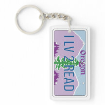"I LV 2 READ" License Plate Keychain