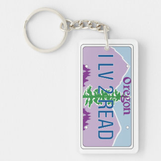 "I LV 2 READ" License Plate Keychain