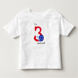 [ Thumbnail: "I’M 3 Years Old!" + Cute Happy Blue Snail T-Shirt ]