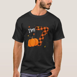 I m 7 Pumpkin 7th Birthday Shirt Boy Girl Buffalo 