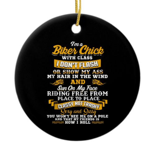 I’m A Biker Chick Gift For Motorbike Lovers Ceramic Ornament