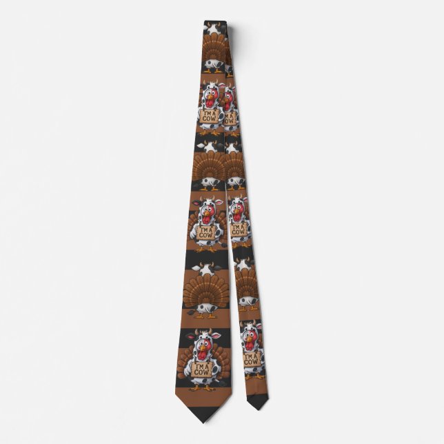 I’m a Cow Turkey | Funny Thanksgiving Disguise Neck Tie (Front)