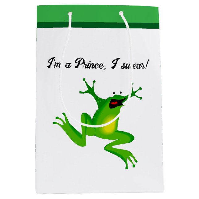 I’m a Fairy Tale Prince Funny Green Frog Cartoon Medium Gift Bag (Front)