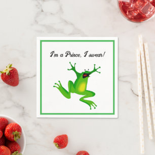 I’m a Fairy Tale Prince Funny Green Frog Cartoon Napkins