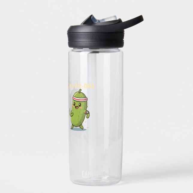 I’m a Fit-Dill! Funny Fitness Pickle Pun Design |  Water Bottle (Left)