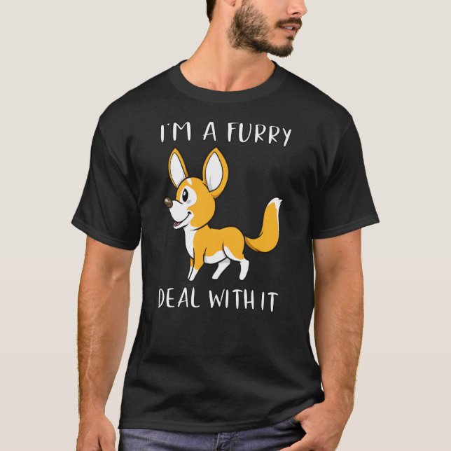 I M A Furry Deal With It Cute Furry Fandom Fursuit T-Shirt (Front)
