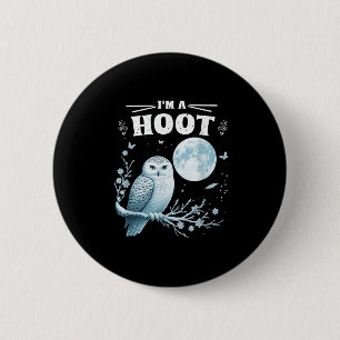 I’m A Hoot Snowy Owl Full Moon Night Sky Soky Magi Button