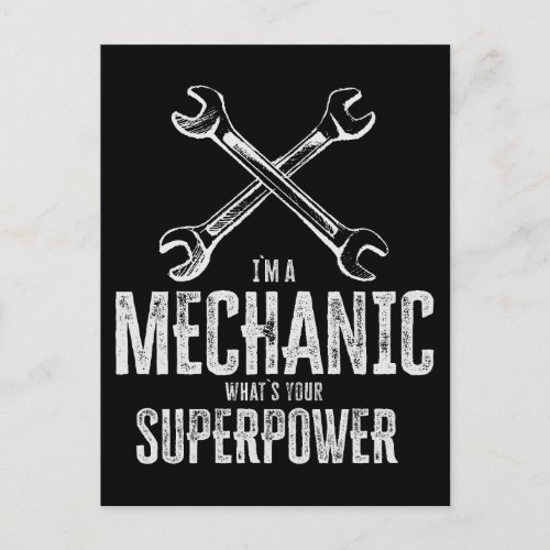 Im a mechanic whats your superpower Funny Postcard