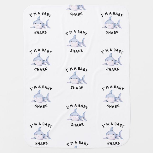 I’m a New Shark Baby Blanket | Customizable (Front)