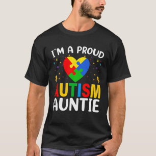 I m a Proud Autism Aunt Autism Awareness Puzzle Pi T-Shirt