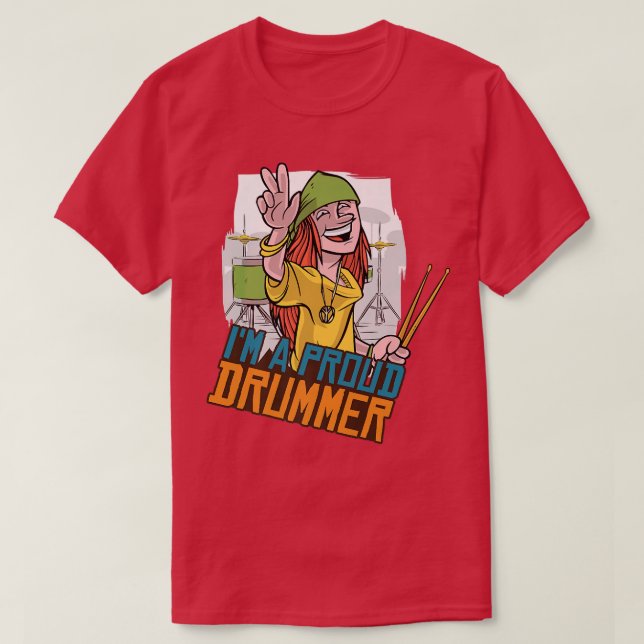 i`m a proud drummer - hit the drums - retro rock m T-Shirt (Design Front)