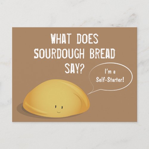 Im a Self_Starter Sourdough Bread Brown White Postcard