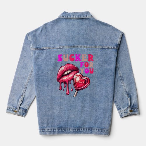 I m A Sucker For You Candy Heart Love Happy Valent Denim Jacket