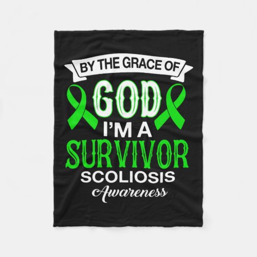 Im A Survivor Scoliosis Awareness Believe God Gre Fleece Blanket