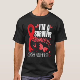 I m A Survivor Stroke Awareness Red Ribbon Brain A T-Shirt
