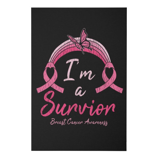I’m A Survivor Warrior Breast Cancer Awareness Faux Canvas Print (Front)