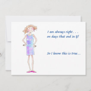 I’m always right, her opinion blue dress drawing h holiday card