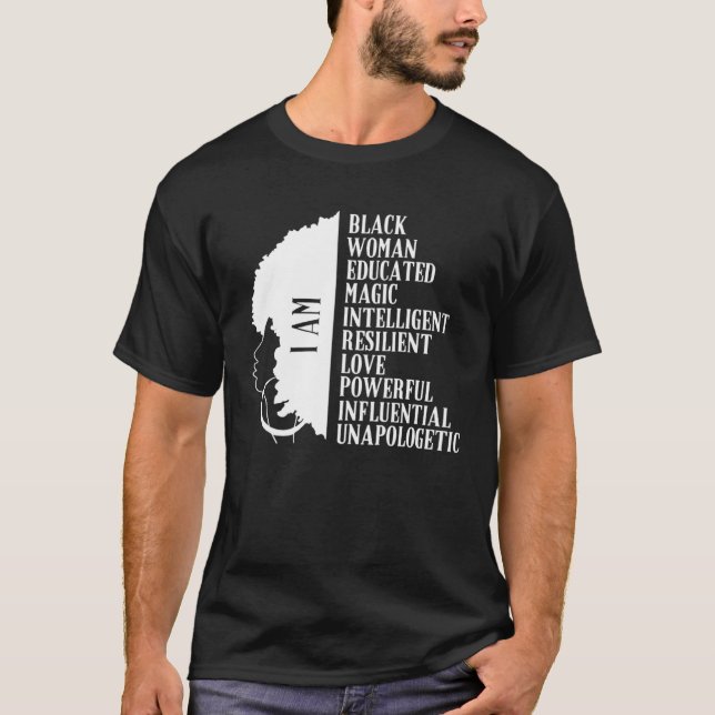 I m Black Women Educated Magic Afro Girls Black Hi T-Shirt (Front)