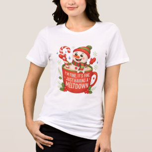I’m Fine, It’s Fine – Funny Meltdown Snowman  Tri-Blend Shirt