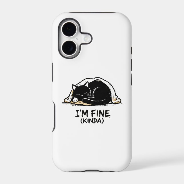 I’M FINE (KINDA)” Cozy Black Cat Graffiti iPhone C Case-Mate iPhone Case (Back)