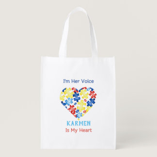I’m Her Voice She’s my Heart Autism Awareness Grocery Bag
