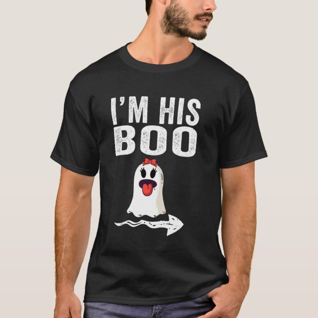I M His Boo Halloween Matching Couple Pajamas Ghos T-Shirt (Front)
