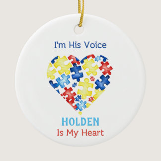 I’m His Voice He’s My Heart Autism Awareness Ceramic Ornament