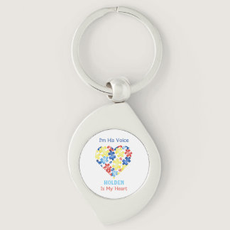 I’m His Voice He’s My Heart Autism Awareness Keychain