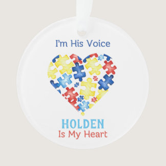 I’m His Voice He’s My Heart Autism Awareness Ornament