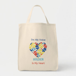 I’m His Voice He’s my Heart Autism Awareness Tote Bag