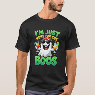 I m Just Here For The Boos Funny Ghost Graphic Hal T-Shirt
