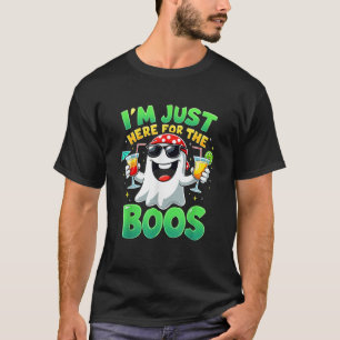 I m Just Here For The Boos Funny Ghost Graphic Hal T-Shirt