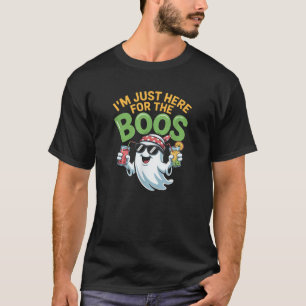 I m Just Here For The Boos Funny Ghost Graphic Hal T-Shirt