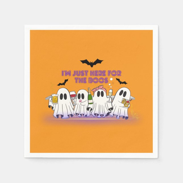 I’m Just Here For The Boos Funny Halloween Napkins (Front)