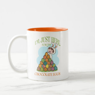 I’m Just Here for the Chocolate Eggs – Funny Easte Two-Tone Coffee Mug