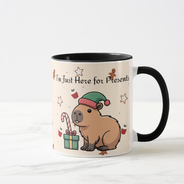 I’m Just Here for the Presents | Cute Capybara Chr Mug (Right)