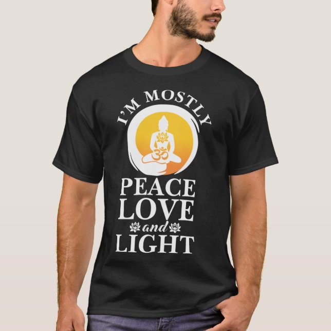 I m Mostly Peace Love And Light Retro Yoga For Men T-Shirt (Front)