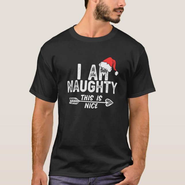 I m Naughty this is Nice Matching Christmas Couple T-Shirt (Front)