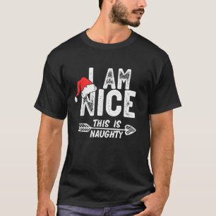 I m Nice this is naughty Matching Christmas Couple T-Shirt