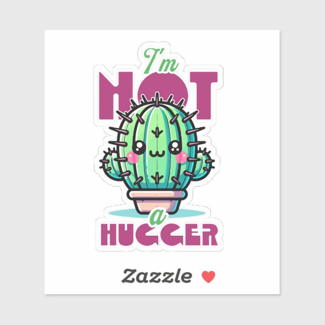 I’m Not A hugger Cute Cactus Pun Sticker (Sheet)