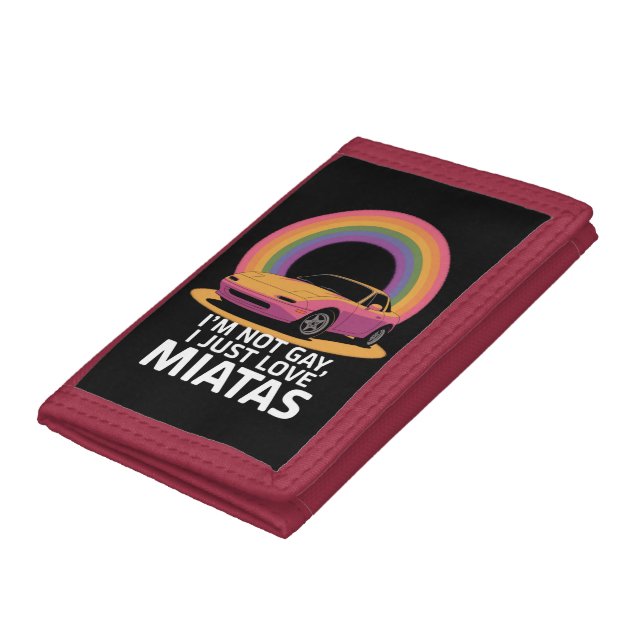 I’m Not Gay I Just Love Miatas LGBT Rainbow  Trifold Wallet (Bottom)
